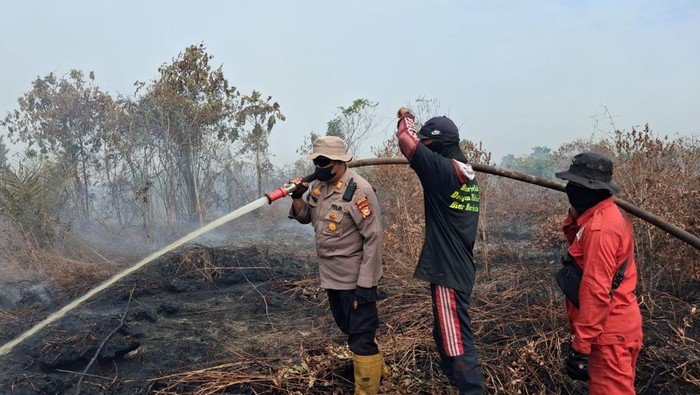 [Polisi-TNI Berjuang Tebas Api di 10 Hektare Bengkalis]